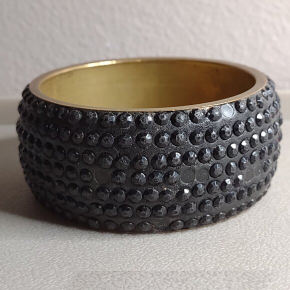 Very Heavy Distressed Beat Up Vintage Black 8 Inch Bangle - Picture 1 of 12